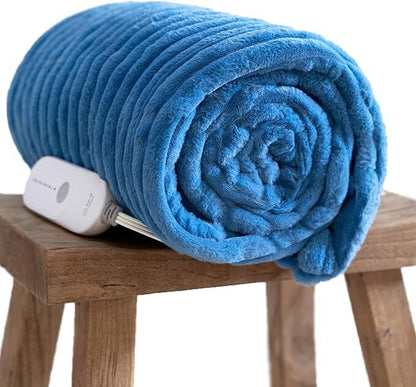 Electric Heated Wearable Blanket - Flannel & Sherpa,  6 Heating Levels & Timer, Wearable with Built-in Foot Pockets & Sleeves