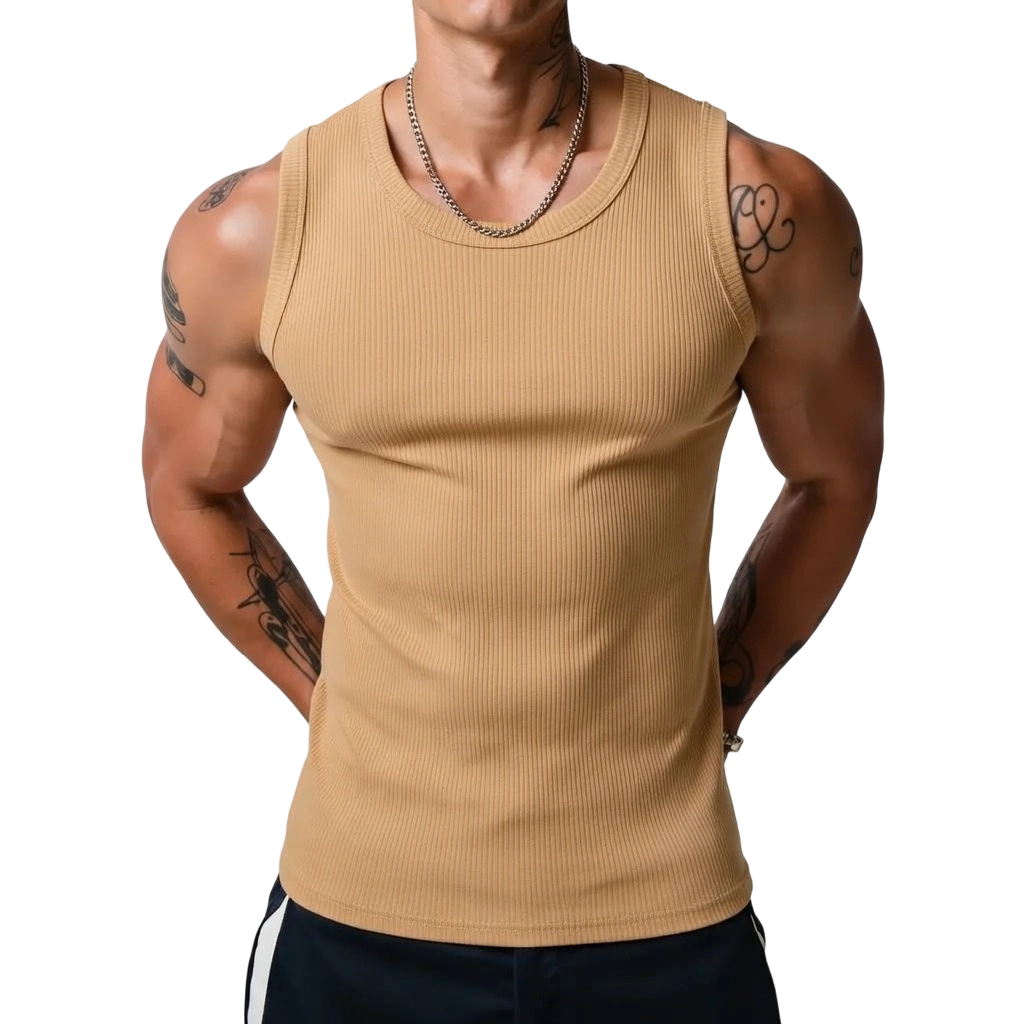 Men's Wide Strap Ribbed Tank Top