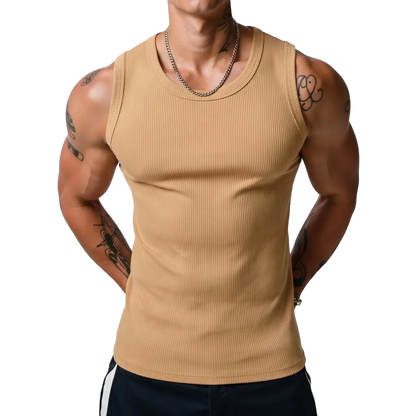 Men's Wide Strap Ribbed Tank Top
