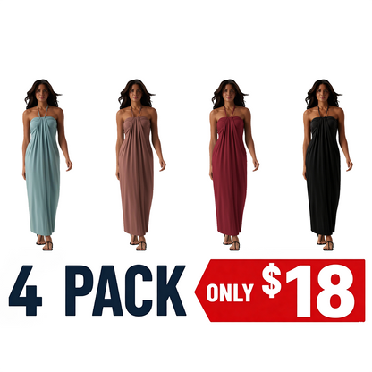 Halter Tie Back Maxi Dress with Pockets