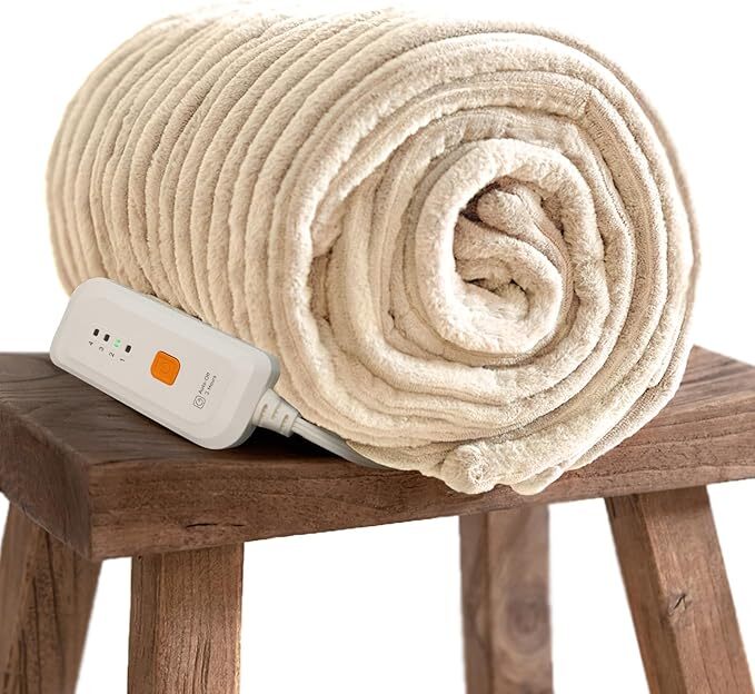 Electric Heated Wearable Blanket - Flannel & Sherpa,  6 Heating Levels & Timer, Wearable with Built-in Foot Pockets & Sleeves