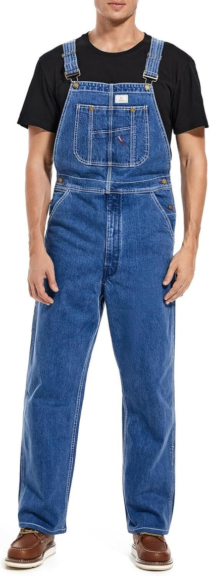 🔥Last Day Promotion🔥Men's Denim Bib Overalls,  Workwear with Adjustable Straps and Convenient Tool Pockets
