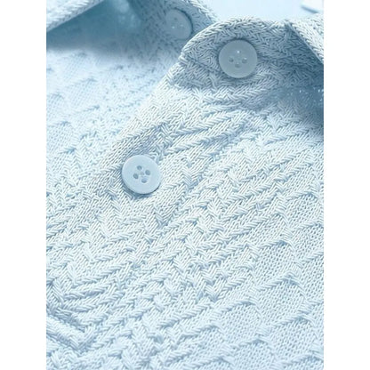Men's summer casual texture fabric solid color polo shirt T-shirt shorts 2-piece set