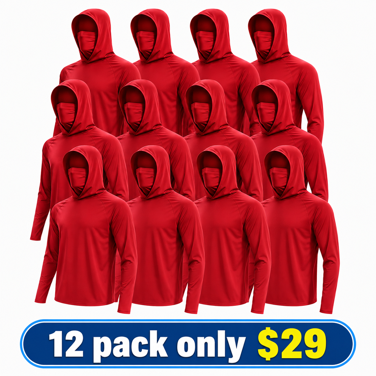 UPF 50+ Long-Sleeve Sun-Protection Hoodie (with Sleeve Pocket and Face Mask)