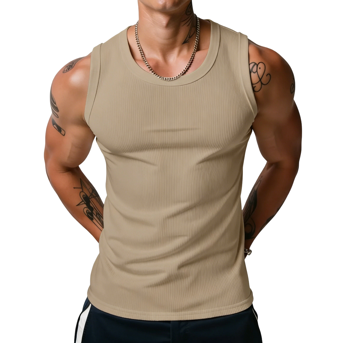 Men's Wide Strap Ribbed Tank Top