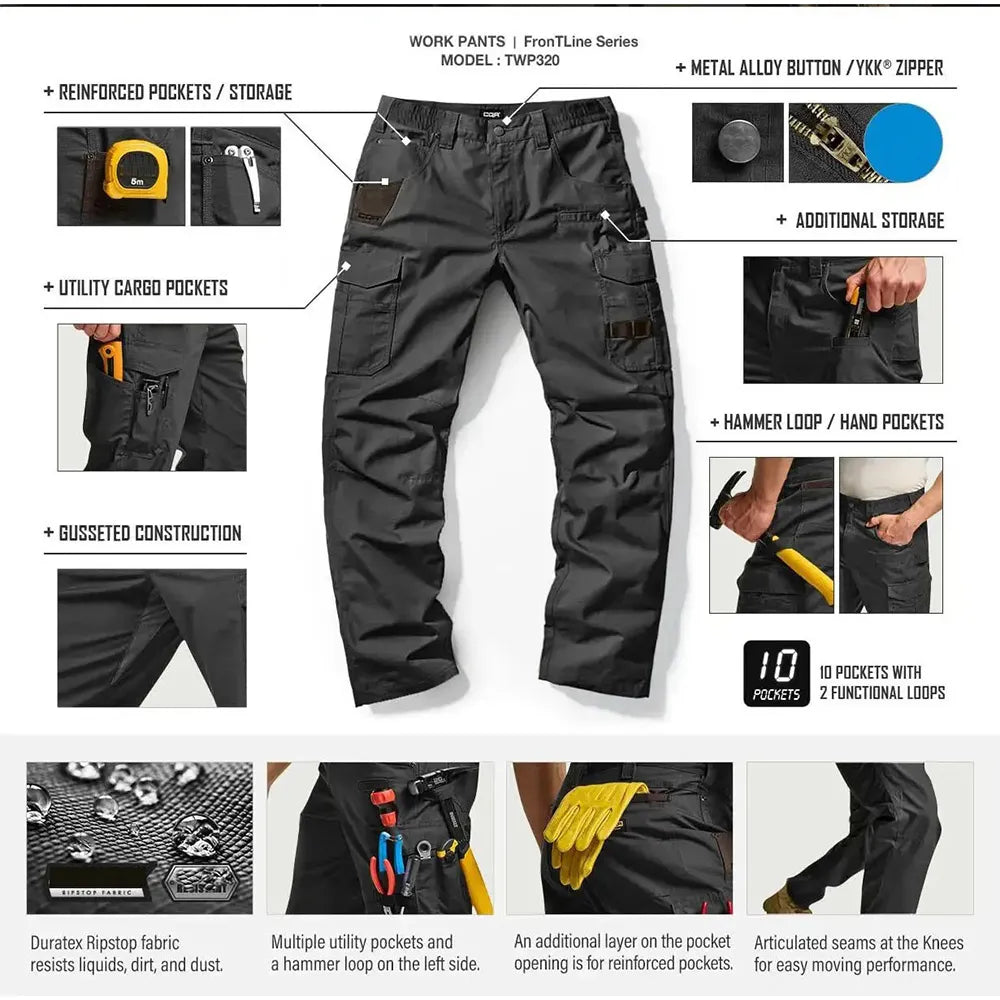 🔥8-PACK Today Only $29.9🔥Men's Ripstop Work Pants,Water Resistant Outdoor Tactical Pants