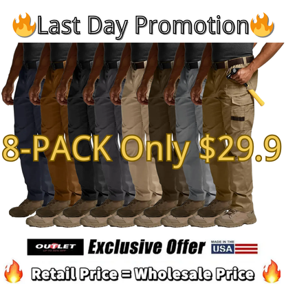🔥8-PACK Today Only $29.9🔥Men's Ripstop Work Pants,Water Resistant Outdoor Tactical Pants