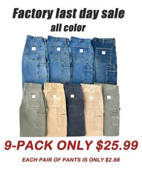 Blue*3+Black*1+Dark Blue*1+Green*2+Brown*2 (total 9 pants)