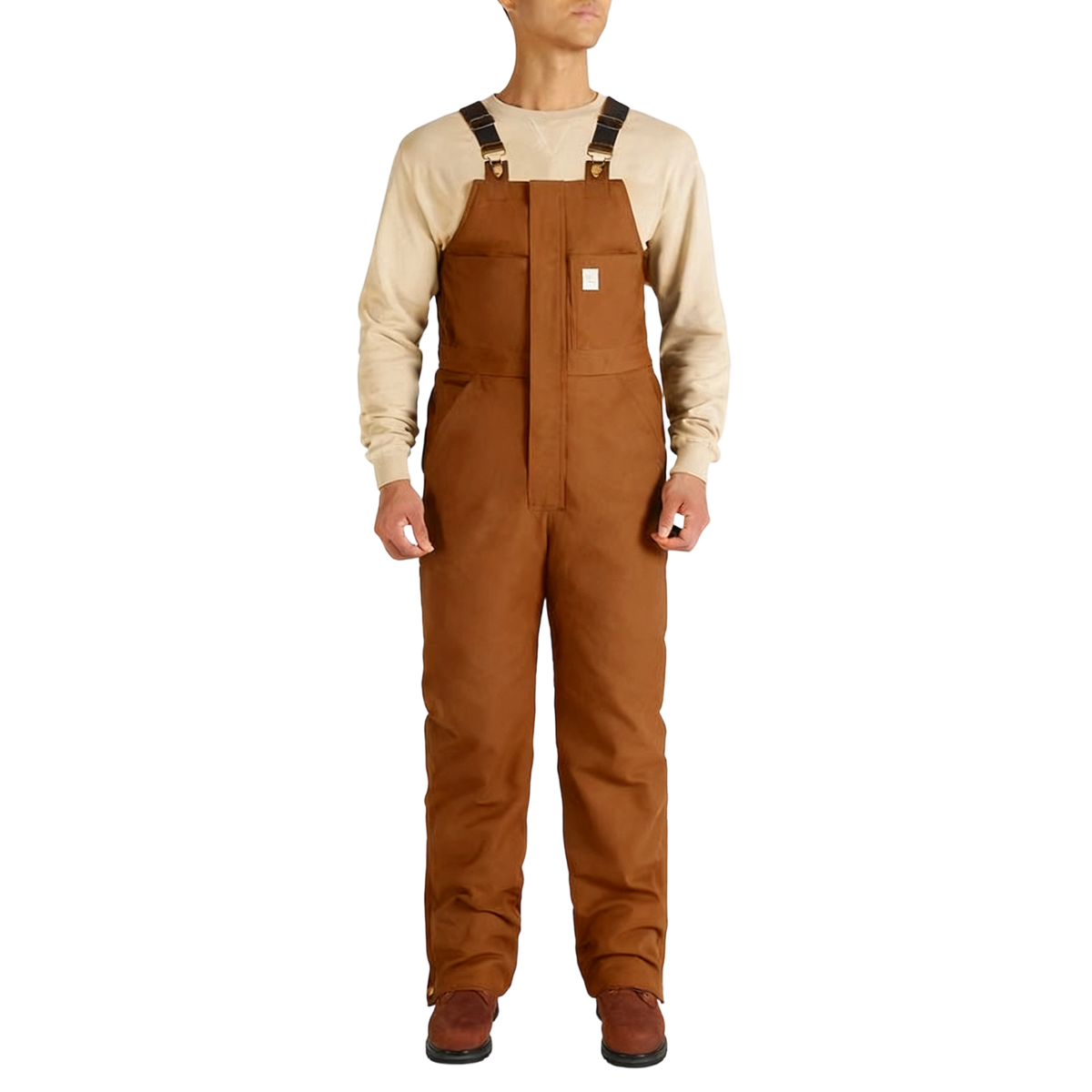 Men's Cold-Weather Insulated Bib Overalls - Loose-Fit Canvas + Tool Pockets