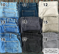 Blue*2+Black*3+Navy*1+Green*1+Apricot*1+Gray*1 (total 9 pants)