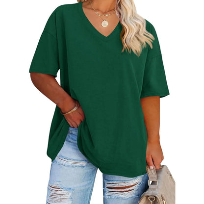 【LAST DAY SALE】Women's V Neck T Shirts Summer Half Sleeve Tee