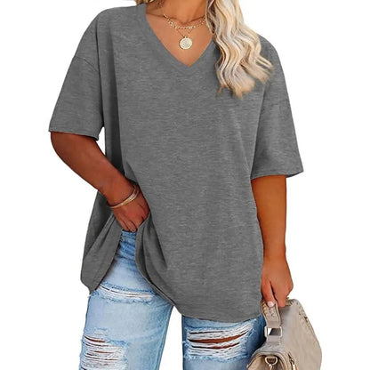【LAST DAY SALE】Women's V Neck T Shirts Summer Half Sleeve Tee