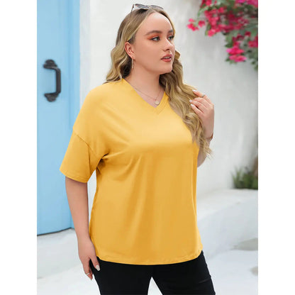 【LAST DAY SALE】Women's V Neck T Shirts Summer Half Sleeve Tee