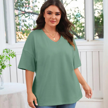 【LAST DAY SALE】Women's V Neck T Shirts Summer Half Sleeve Tee