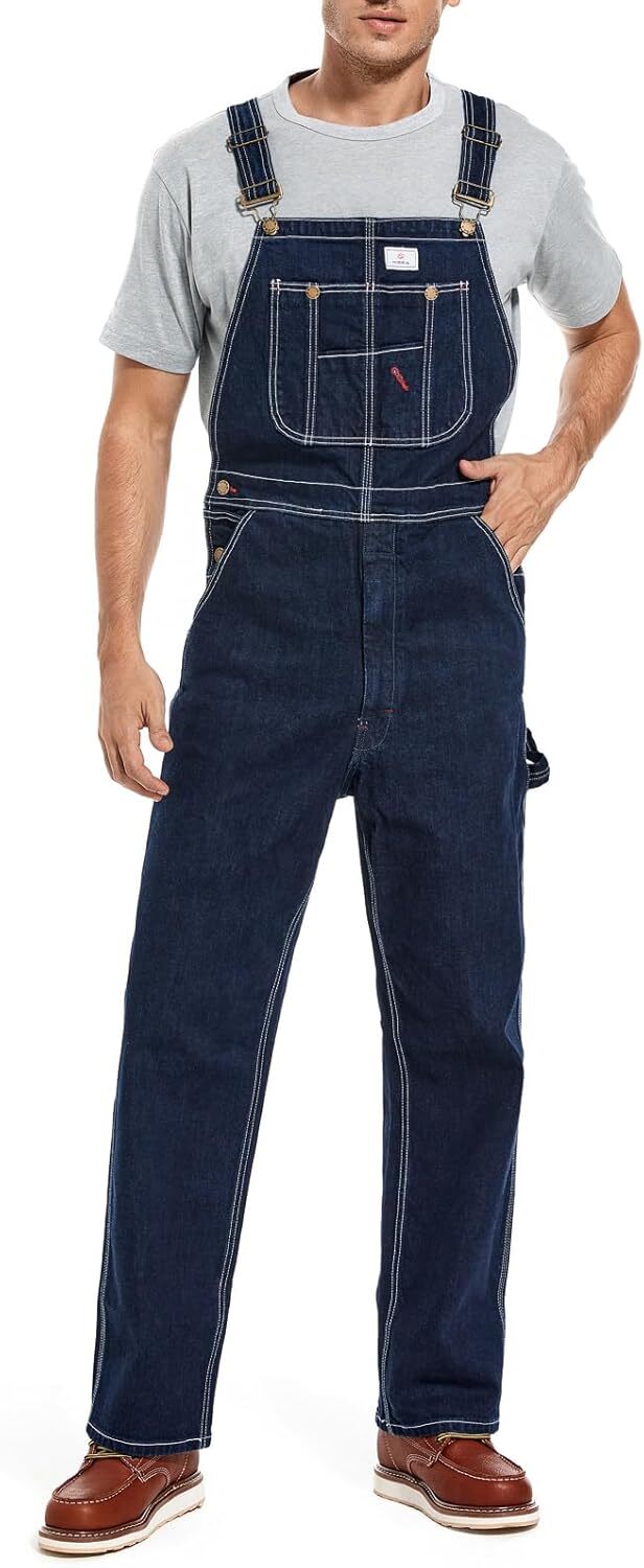 🔥Last Day Promotion🔥Men's Denim Bib Overalls,  Workwear with Adjustable Straps and Convenient Tool Pockets
