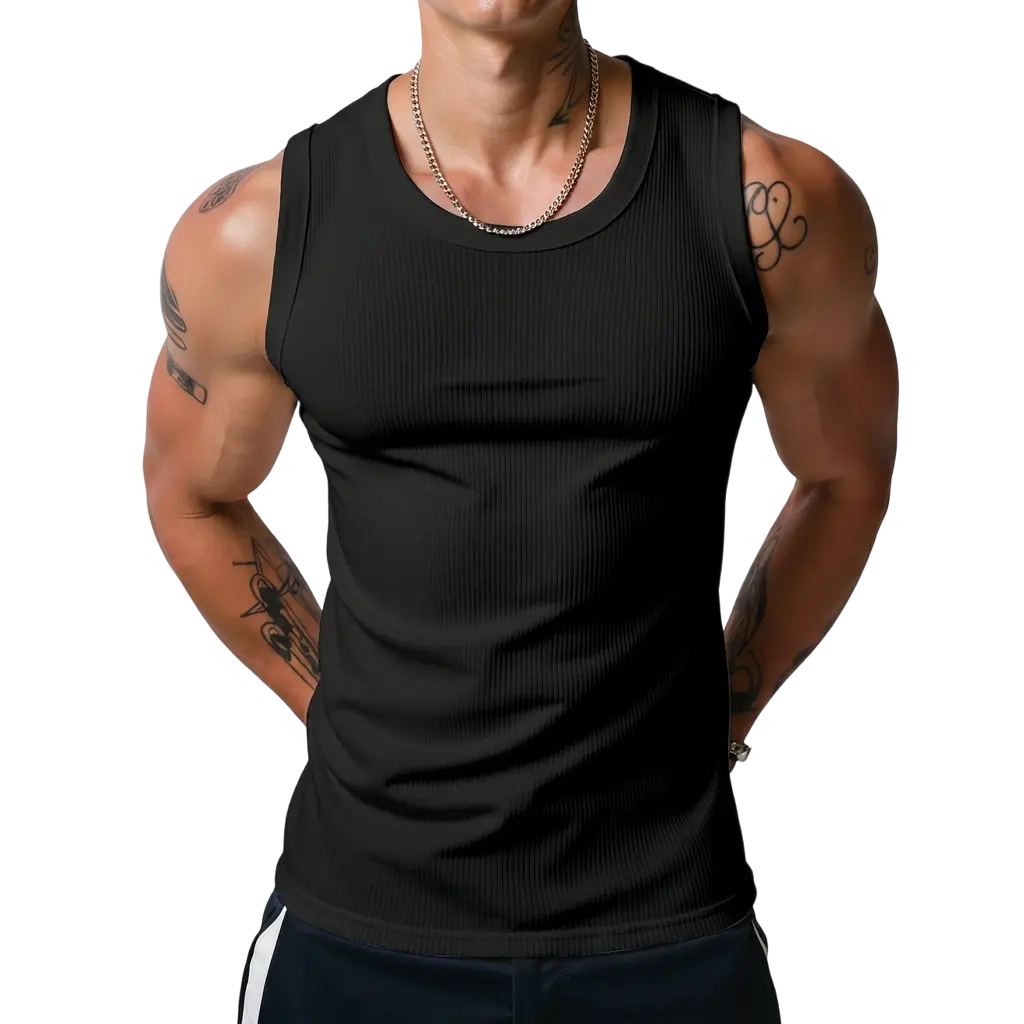 Men's Wide Strap Ribbed Tank Top