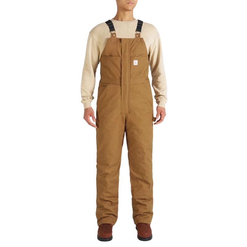 Men's Cold-Weather Insulated Bib Overalls - Loose-Fit Canvas + Tool Pockets