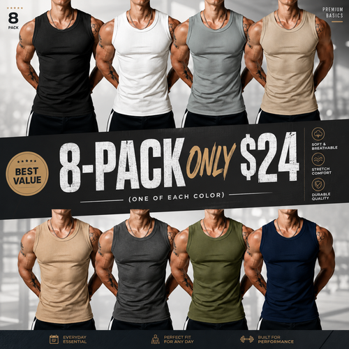 Men's Wide Strap Ribbed Tank Top