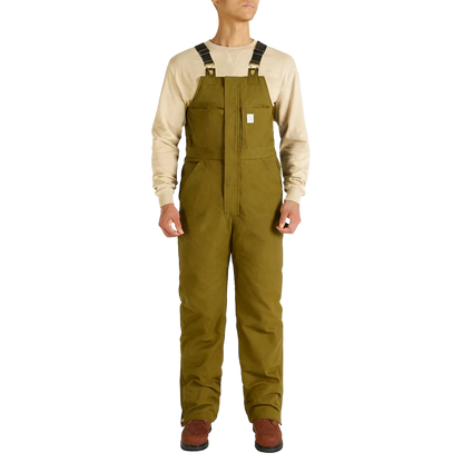 Men's Cold-Weather Insulated Bib Overalls - Loose-Fit Canvas + Tool Pockets