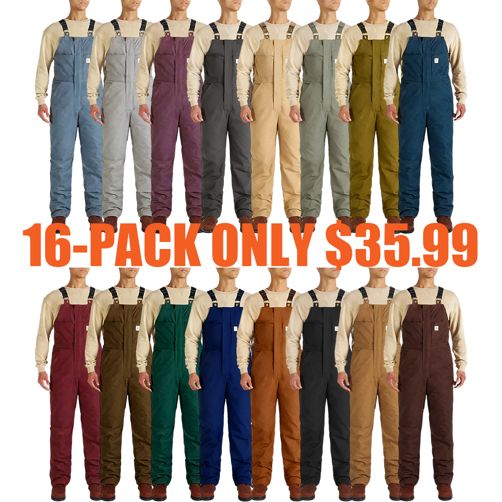 Men's Cold-Weather Insulated Bib Overalls - Loose-Fit Canvas + Tool Pockets