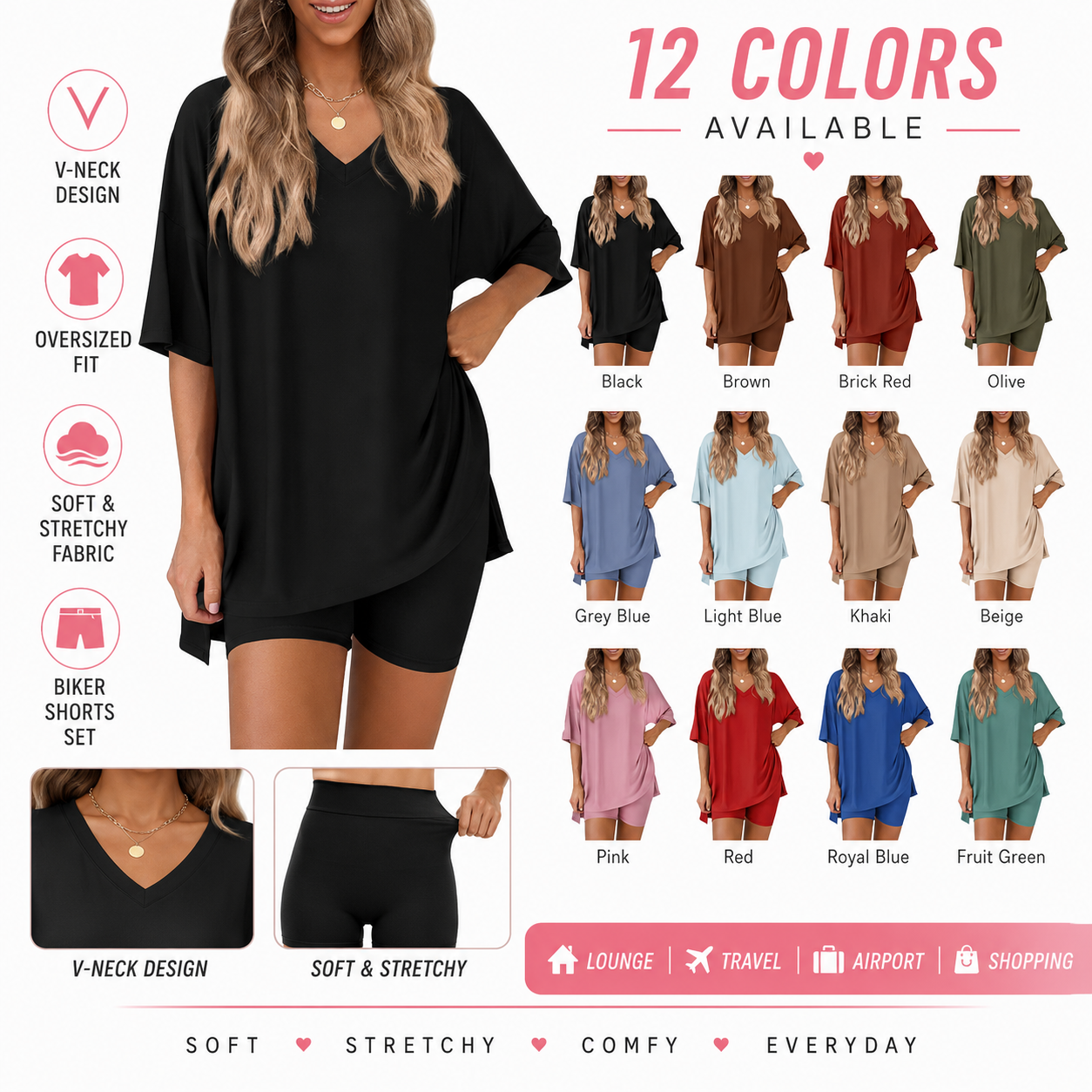 Women's Summer Oversized T-Shirt & Biker Shorts
