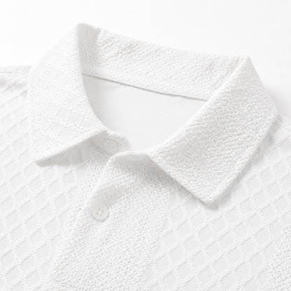Men's Textured Polo Set Summer Casual Outfit
