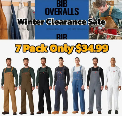 🔥CLEARANCE SALE🔥Men's Heavy-Duty Denim Bib Overalls – Adjustable Straps & Utility Pockets