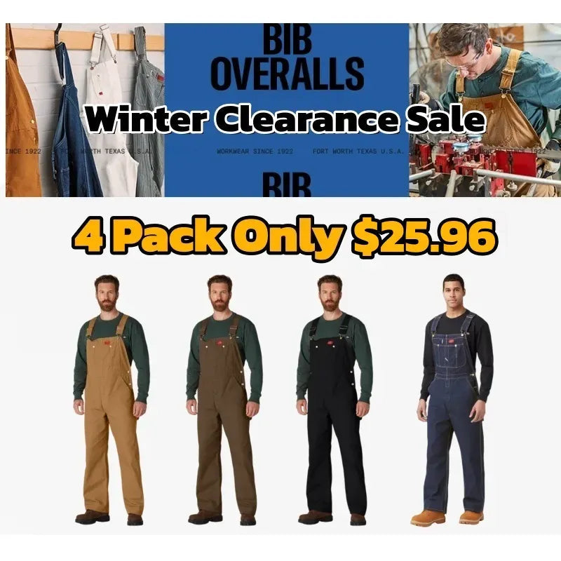 🔥CLEARANCE SALE🔥Men's Heavy-Duty Denim Bib Overalls – Adjustable Straps & Utility Pockets